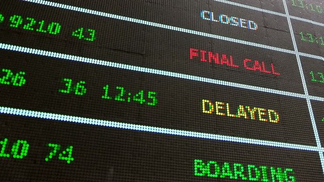 Flight board status schedule board timing at airport