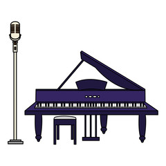 grand piano and microphone