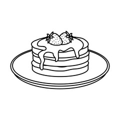 pancakes with chocolate cream and strawberries