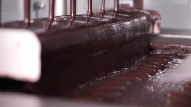 Chocolate candy bars production - food industry process