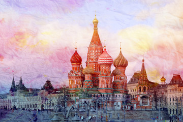 Obraz premium St Basils Cathedral on red square in Moscow