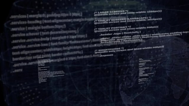 Programming Network Code Space abstract connection technology on black screen background. Software developer, Global Data Network and Computer script concept