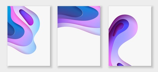 abstract color 3d paper art illustration set. Vector design layout for banners presentations, flyers, posters and invitations