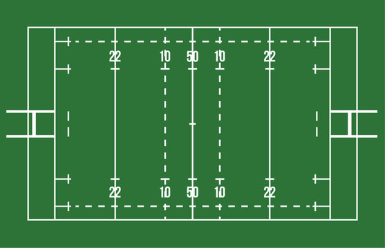 Rugby field with marking from top view