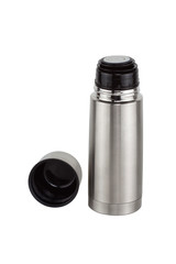 Stainless bottle thermos travel on white background