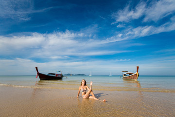 Fototapeta na wymiar Koh Mook Yoga on beach