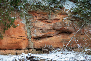 sandstone cliffs with natural caves