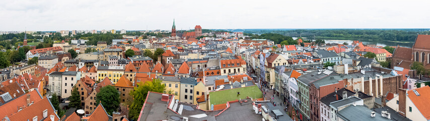 Naklejka na ściany i meble Aerial panorama of Old Town in Torun, Poland