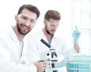 closeup.biologists on blurred background laboratory