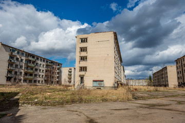 abandoned military buildings in city of Skrunda in Latvia