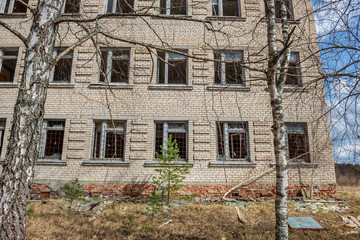 Fototapeta na wymiar abandoned military buildings in city of Skrunda in Latvia
