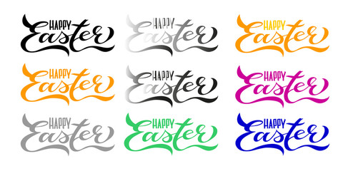 9 SET Happy Easter Handwritten Lettering Colors