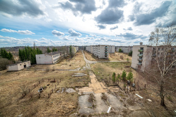 Fototapeta premium abandoned military buildings in city of Skrunda in Latvia