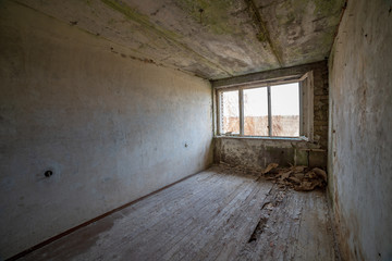 abandoned military buildings in city of Skrunda in Latvia