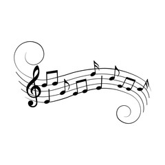 Music notes and symbols, musical design element, vector illustration.