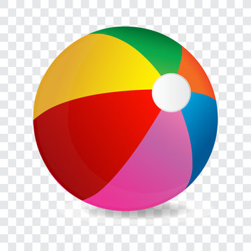 Colorful beach ball, isolated on transparent background, vector illustration.