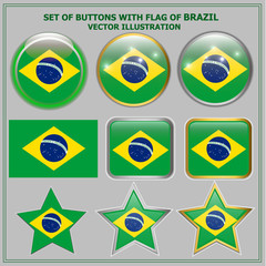 Bright background buttons with flag of Brazil . Happy Brazil day background. Bright buttons with flag.