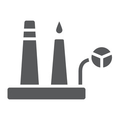Oil refinery glyph icon, industrial and plant, factory sign, vector graphics, a solid pattern on a white background.