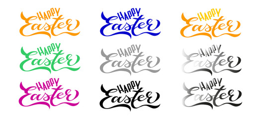 9 SET Happy Easter Handwritten Lettering Colors
