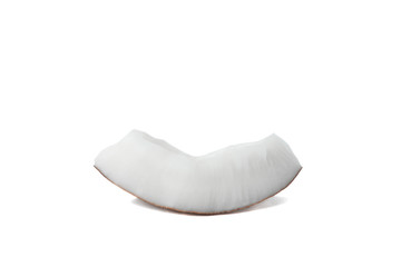 Coconut slice isolated on white background