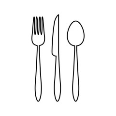 Spoon, fork and knife icon. Vector illustration