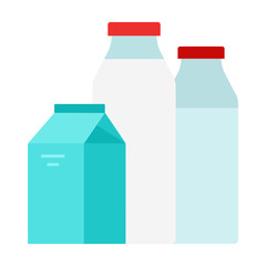 Сow's milk, kefir and vegetable milk vector flat isolated