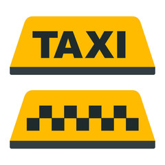 Taxi, checkered taxi, car, passenger, transportation vector icon flat isolated