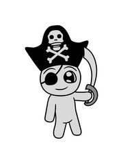 pirat kostüm junge halloween seeräuber kapitän mütze säbel schiff crew boot segelboot meer kleiner süßer niedlicher mann figur comic cartoon hand design lieb nett