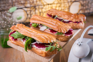Homemade chicken salad eclair