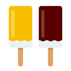 Eskimo on a stick in chocolate and yellow glaze flat isolated