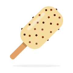 Ice cream with chocolate chips flat isolated