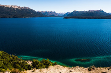 Colorful Lake with The Andes Mountains Behind. Patagonia.