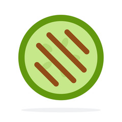 A round slice of grilled zucchini vector flat isolated