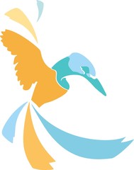 Bird with blue, yellow colors.