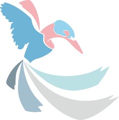 Bird with blue, pink and gray colors.