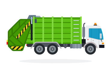 Garbage truck vector flat isolated