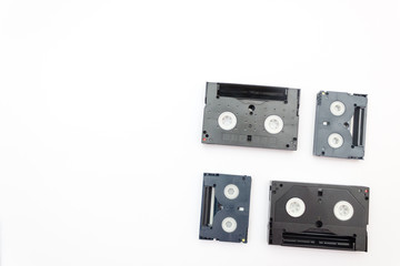 VHS video tapes cassette on white background