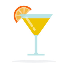 Citrus cocktail in a glass with a orange slice flat isolated