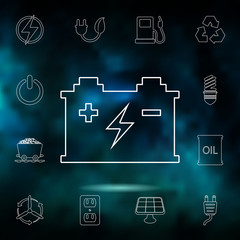 Accumulator icon. Simple thin line, outline vector element of Energy icons set for UI and UX, website or mobile application