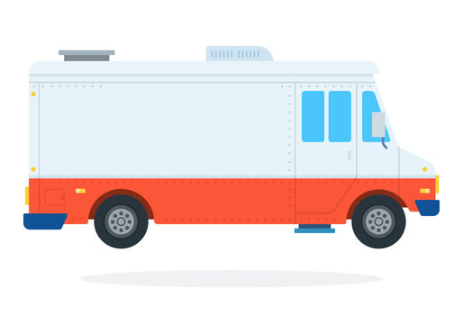 Closed Food truck flat isolated