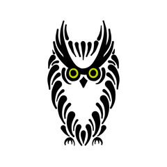 Cute owl logo, black silhouette for your design