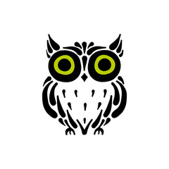 Cute owl logo, black silhouette for your design