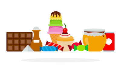 Set of sweet foods vector flat isolated