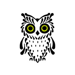 Cute owl logo, black silhouette for your design