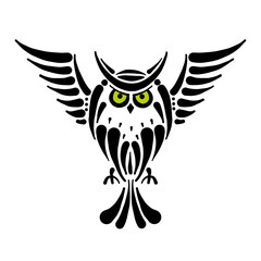 Cute owl logo, black silhouette for your design