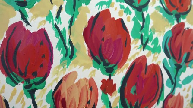 Abstract drawing of flowers.