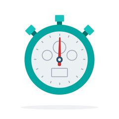 Green mechanical stopwatch flat isolated