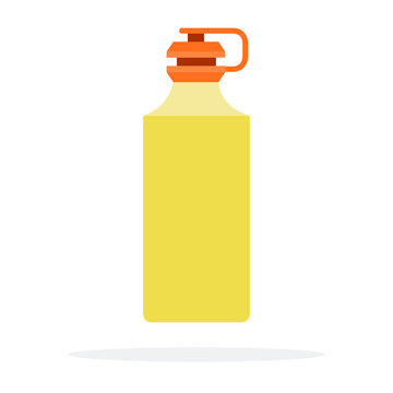 Yellow sports bottle for water flat isolated