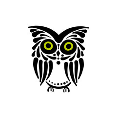 Cute owl logo, black silhouette for your design