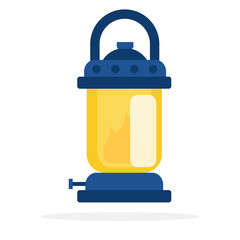 Handle old lamp flat isolated vector